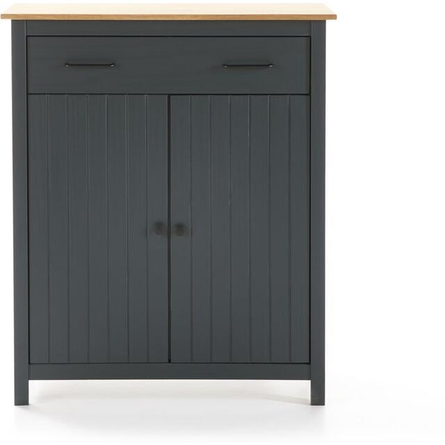 Miranda Painted Wood Occasional Storage Cabinet - Matt Blue / Waxed Pine image 3