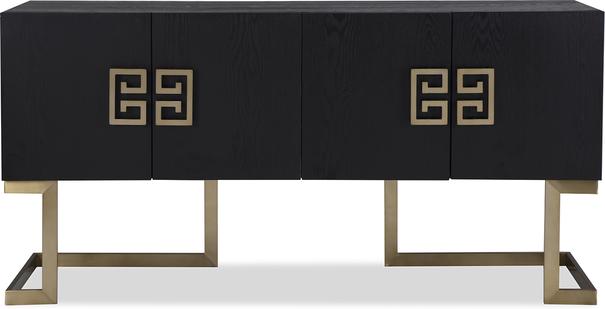 Nobbu Black Wood 4 Door Oriental Sideboard - Steel or Brass Legs image 6