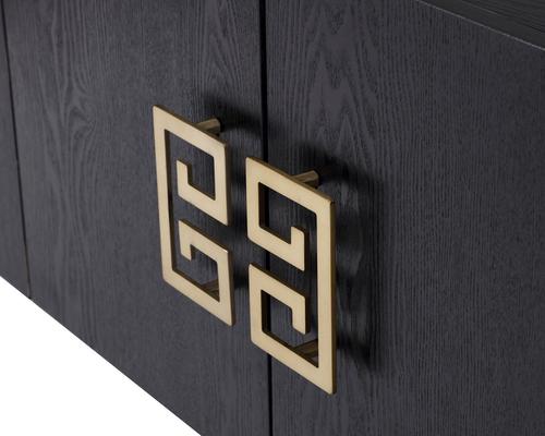 Nobbu Black Wood 4 Door Oriental Sideboard - Steel or Brass Legs image 9