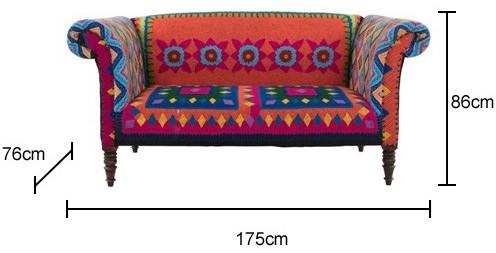 Mexican Embroidered Sofa Multicolour