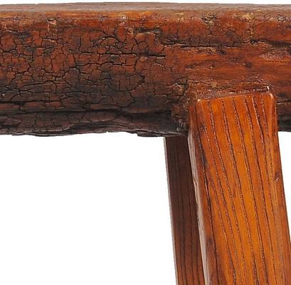 Chinese Antique Rounded Top Stool Wooden Bench - Dark Brown Elm image 3
