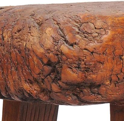Chinese Antique Rounded Top Stool Wooden Bench - Dark Brown Elm image 4