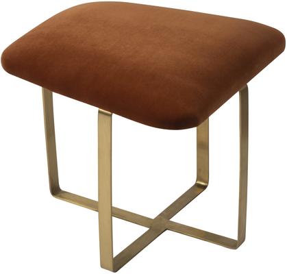 Tatel Velvet Stool in Limestone, Brown or Grey with Polished Brass Frame image 6