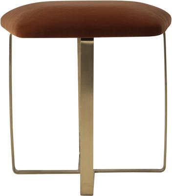 Tatel Velvet Stool in Limestone, Brown or Grey with Polished Brass Frame image 7