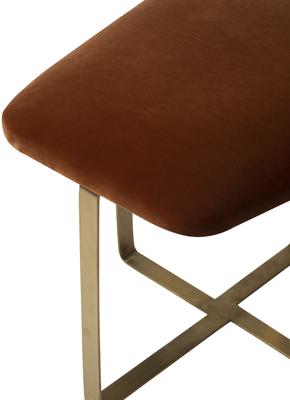 Tatel Velvet Stool in Limestone, Brown or Grey with Polished Brass Frame image 8