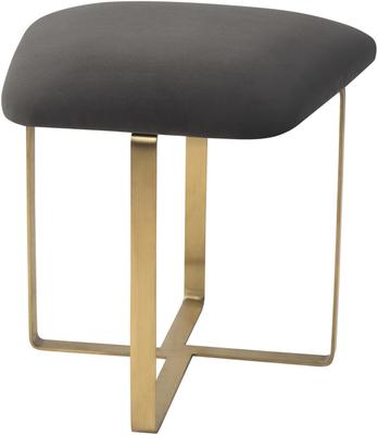 Tatel Velvet Stool in Limestone, Brown or Grey with Polished Brass Frame image 10