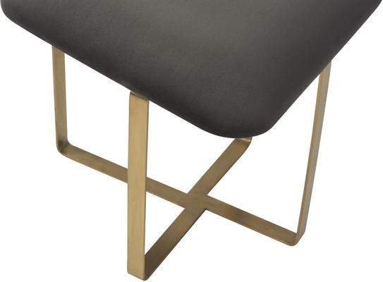 Tatel Velvet Stool in Limestone, Brown or Grey with Polished Brass Frame image 12