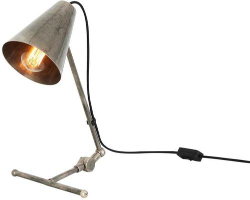 Comoro Industrial Antique Cone Table Task Lamp in Silver or Brass