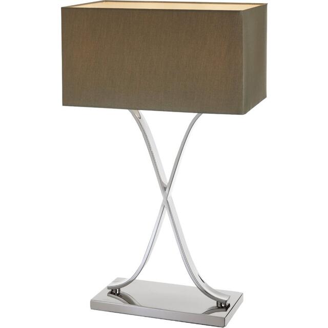 Byron Polished Nickel Tall Table Lamp & Dark Grey Shade