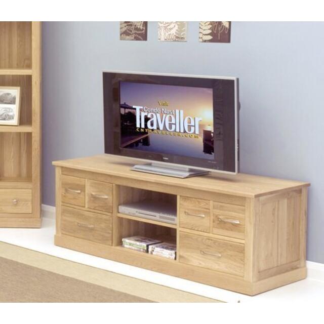Mobel Oak Widescreen TV Cabinet 6 Drawers Modern Design image 3