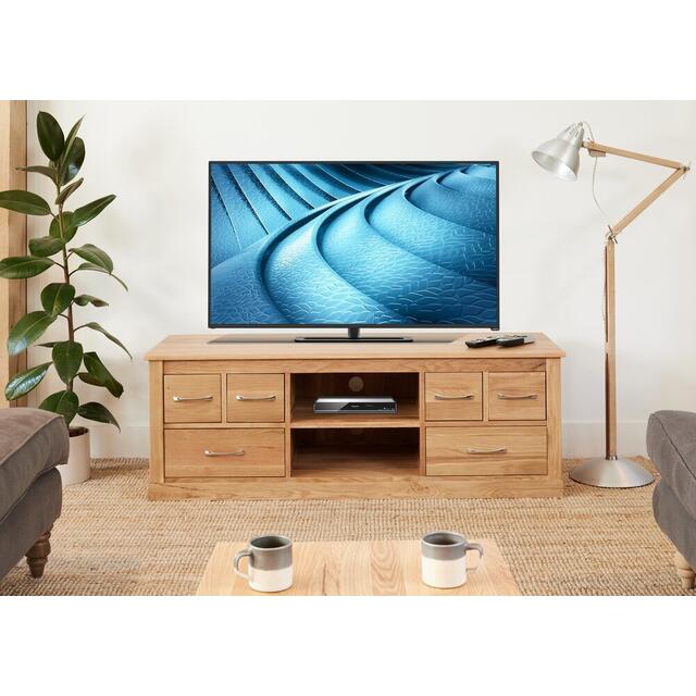 Mobel Oak Widescreen TV Cabinet 6 Drawers Modern Design image 4