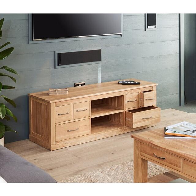 Mobel Oak Widescreen TV Cabinet 6 Drawers Modern Design image 5