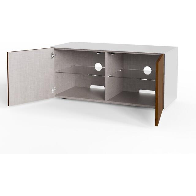 Frank Olsen TV Cabinet 110cm High Gloss White and Walnut Effect with Wireless Phone Charging and Mood Lighting image 5