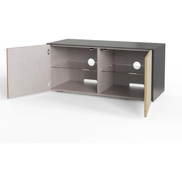 Frank Olsen TV Cabinet 110cm High Gloss Grey and Oak Effect with Wireless Phone Charging and Mood Lighting image 5