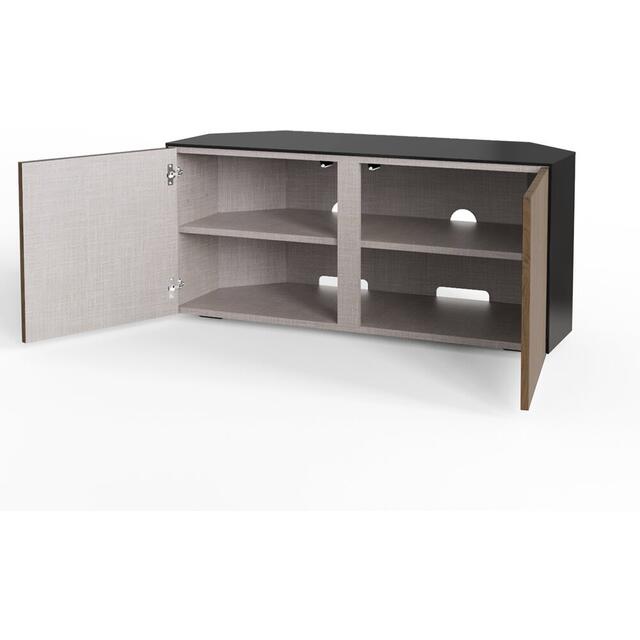 Frank Olsen Corner TV Cabinet 110cm High Gloss Black and Walnut Effect with Wireless Phone Charging and Mood Lighting image 5