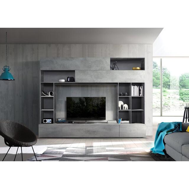 Novara TV and Wall Storage System Oxide Anthracite and Grey Finish