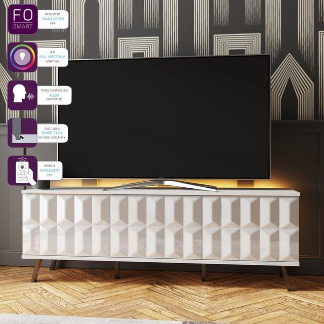 Frank Olsen Elevate White TV Cabinet with Mood Lighting & Intelligent Eye  image 3