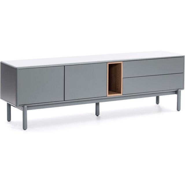 Corvo Two Door Two Drawer TV Cabinet - Grey and Light Oak Finish image 2