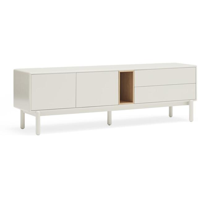 Corvo Two Door Two Drawer TV Cabinet - Pebble White and Light Oak Finish image 2