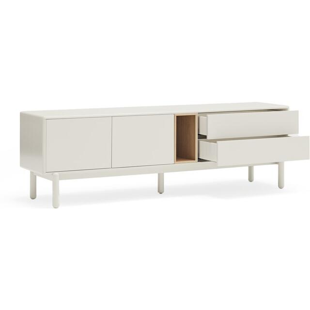 Corvo Two Door Two Drawer TV Cabinet - Pebble White and Light Oak Finish image 4