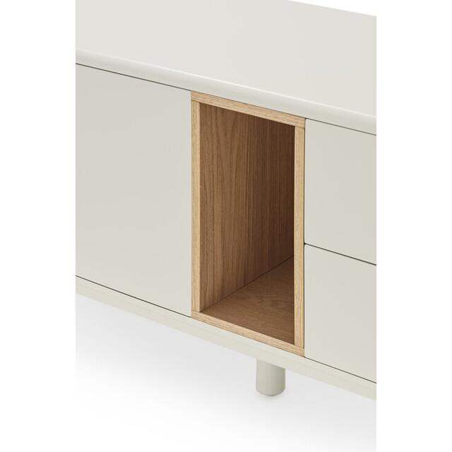 Corvo Two Door Two Drawer TV Cabinet - Pebble White and Light Oak Finish image 5