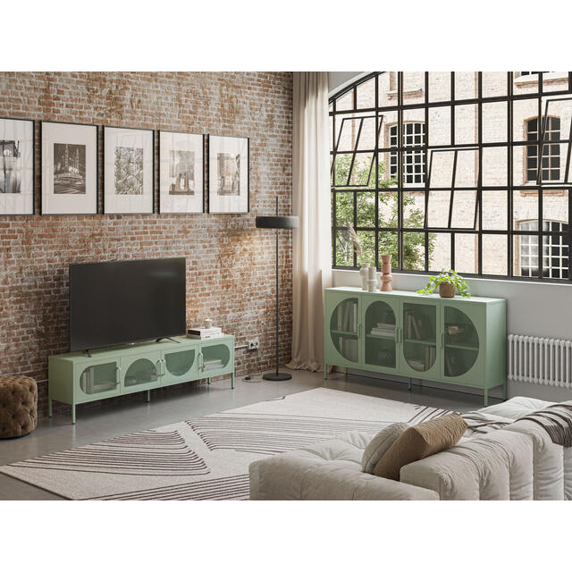 Mallorca Metal Four Door TV Stand - Mint Green image 6