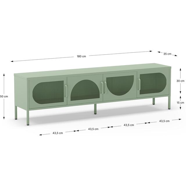 Mallorca Metal Four Door TV Stand - Mint Green image 7