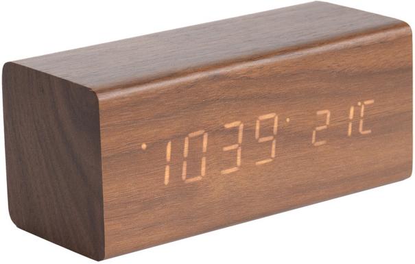 Karlsson Block LED Alarm Clock - Dark Wood