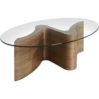 Tom Schneider Serpent Medium Curved Wood Coffee Table with Oval Glass Top 135 x 85cm by Tom Schneider