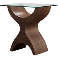 Tom Schneider Atlas Curved Wooden Lamp Table with Glass Top by Tom Schneider