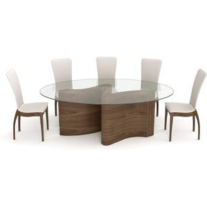 Tom Schneider Serpent Curved Wood Dining Table with Medium Oval Glass Top 200 x 120cm