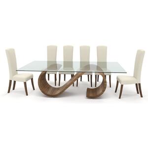 Tom Schneider Swirl Curved Wood Dining Table with Large Rectangular Glass Top 240 x 130cm