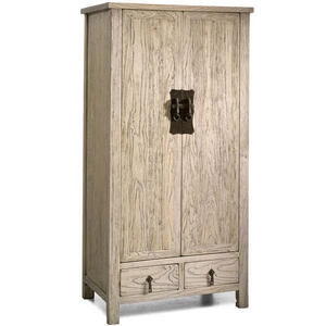 Chinese Country Wooden 2 Door 2 Drawer Wardrobe - Natural Elm Finish