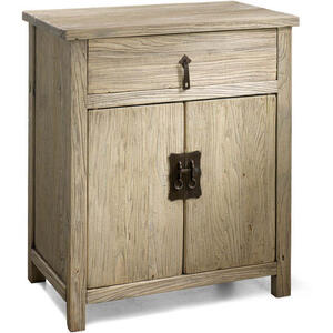 Chinese Country Wooden 1 Drawer 2 Door Side Cabinet - Natural Elm Finish