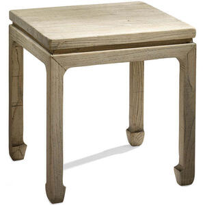 Oriental Square Country Wooden Stool - Natural Elm Finish