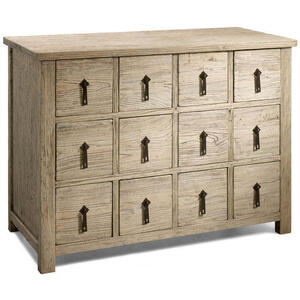 Oriental Country Wooden 12 Drawer Chest - Natural Elm Finish