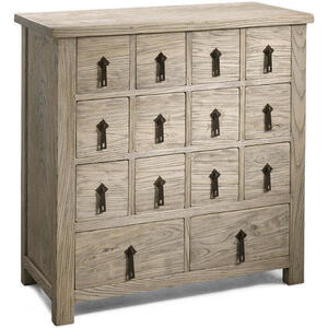 Chinese Herbalist Wooden 14 Drawer Chest - Natural Elm Finish