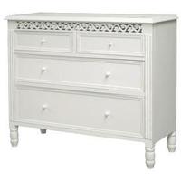 Traditional White Wood Two Over Two Chest of Drawers