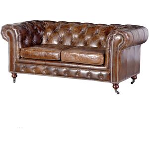 Vintage Brown Leather Two Seater Chesterfield Sofa