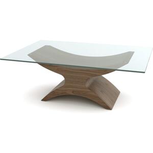 Tom Schneider Atlas Curved Wooden Coffee Table with Glass Top