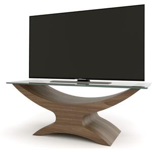 Tom Schneider Atlas Curved Wooden TV Stand with Glass Top