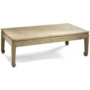 Chinese Country Wooden 2 Drawer Rectangular Coffee Table - Natural Elm Finish