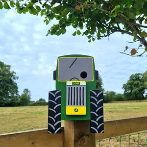 Handmade Tractor Bird Box With Personalised Text