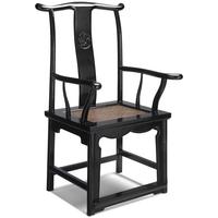 Chinese Yoke-Back Wooden Armchair - Black Lacquer