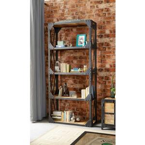 Vintage Upcycled Industrial Metal & Wood Large Bookcase