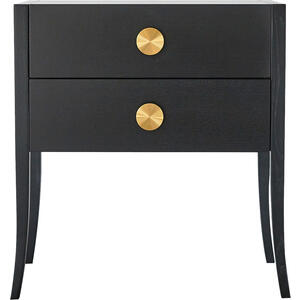 Orly Black Wenge Wood Bedside Table with 2 Drawers