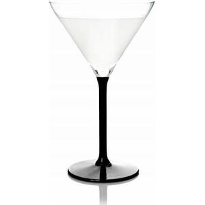 Set of 6 Black Stem Martini Cocktail Glasses, 260ml, Handmade by Solavia