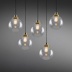 Riad Clear Globe Pendant Cluster, Five Light by Mullan Lighting