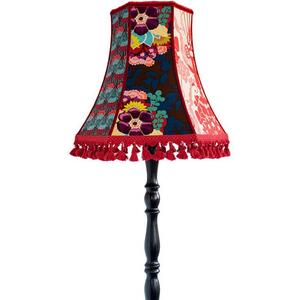 Helena Blue / Red Tasselled Hexagon Vintage Lampshade Handmade