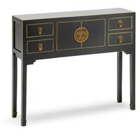 Qing black and gilt small console table by The Nine Schools
